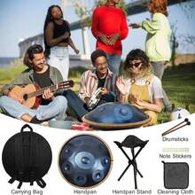Steel Tongue Drum - 13 Notes 12 Inches - Percussion Instrument -Handpan Drum With Bag, Music Book, Mallets, Finger Picks - Màu B - Xem 3