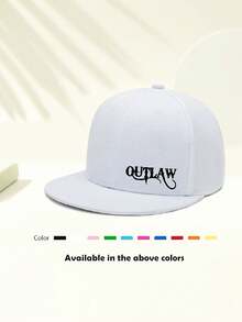 1 件通用“Outlaw”印花嬉皮棒球帽，嘻哈平边棒球帽，可调节弹性户外太阳帽，适合旅行、度假运动、海滩校园、巡航必备、Y2K 风格、爸爸帽、妈妈帽，最佳万圣节礼物。 - 嘻哈帽 - 查看 5
