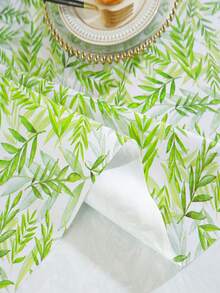 Obrus z tworzywa sztucznego PVC, zielony obrus w stylu rustykalnym, prosty wzór roślinny, 100% wodoodporny, olejoodporny, łatwy do wycierania, odpowiedni do stosowania wewnątrz i na zewnątrz, dekoracja stołu na festiwale i imprezy