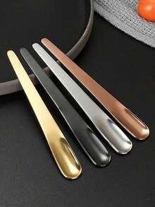 1pc Stainless Steel Coffee Spoon Titanium Plated Ice Cream Spoon, Creative Design - Multicolor - View 4