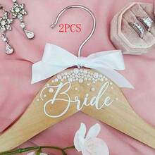 1 件新娘印花珍珠衣架，木制婚礼装饰，新娘派对配件，婚房装饰，新娘和伴娘礼物，人造木材，无需电源