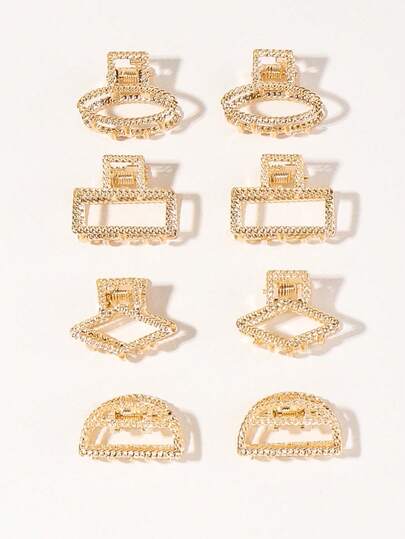 8件装简约优雅公主风金属发夹，适合后脑勺和侧面，秋季时尚爪夹，秋季发饰，发夹，发夹，冬季度假装，女士