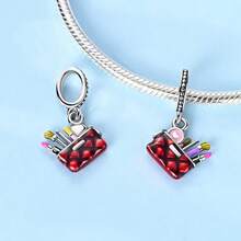 1. 纯银口红香水三件套吊坠、橙色星夜香水吊坠、吊坠香水吊坠、蓝色花蝴蝶香水吊坠、香水瓶口红吊坠、彩妆三件套吊坠、红色补妆包吊坠 - 彩色 - 查看 5