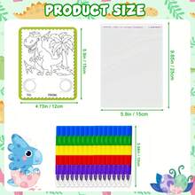 Mczan 24 Pcs Dinosaur Coloring Cards With 24 Stacking Crayons Set, Dino Coloring Cardstock, Exchange Cards Party Favors, Goodie Bags, Classroom Prizes, Birthday Gifts, School Exchange Gift - Multicolor - View 3