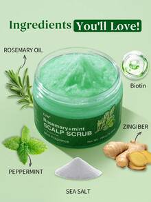 2 peças/Conjunto Conjunto de Cuidados com o Couro Cabeludo Spray para Couro Cabeludo de Alecrim e Esfoliante para Couro Cabeludo, Esfoliante Shampoo para Couro Cabeludo de Alecrim, Tratamento para Couro Cabeludo 2 em 1 com Óleo de Menta para Fortalecer Cabelos Fracos e Quebradiços