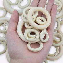 10-100pcs/pack Natural Solid Wood Round Ring With Bark Edge, For Diy Jewelry Making, Crafting And Wood Carving, Diameter Range: 12-95mm - Wood ring (log color) - View 3