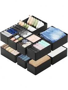 3pcs Foldable Fabric Storage Box, Simple Style, Foldable Fabric Storage Box, Wardrobe, Dressing Table, Drawer Partition Storage Basket, Underwear And Bra Decoration, Autumn Decoration, Festival Decoration, Room Decoration, Home Decoration, Bedroom Decoration