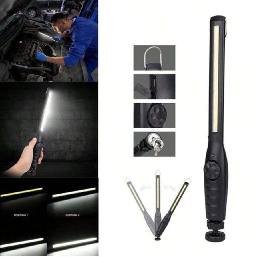 Lámpara Usb Iman Para Mecánico Recargable C/agua Caceria Cob - Negro - Ver 1