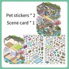 2 张我的小房子系列 3D 房屋贴纸 DIY 场景装饰贴纸 + 1 张场景纸板 - 彩色 - 查看 16
