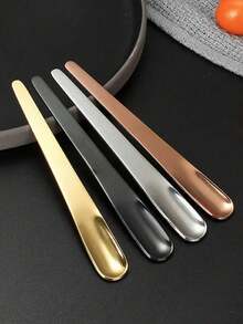 1pc Stainless Steel Coffee Spoon Titanium Plated Ice Cream Spoon, Creative Design - Multicolor - View 1