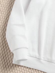 Sudadera informal para mujer con diseño gráfico llamativo y mangas largas regulares - Blanco - Ver 4
