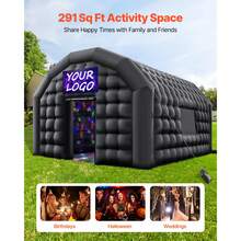 Inflatable Nightclub, 17.72 X 16.4 X 13.9 Ft Inflatable Party Tent With 680W Blower & Sandbag, Ventilated Blow Up Night Club With 2 Windows, Air Cube House For Event Birthday Wedding Party - US B Type Plug(110-127V) - View 2