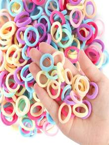 10/50/100/200/400/800pcs/Set Small Women's Rubber Band Hair Ties, Spring Color Thumb Rings, Black Colorful Coffee High Elasticity Hair Ropes - Multicolor - View 6