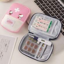 Sanrio 1pc Embroidered Detail Medicine Storage Bag, Outdoor Camping Hiking And Home First Aid Kit, Essential Survival Gear Home And Outdoor (Accessories Not Included) Medicine Bag Medicine Organizer For Travel For Outdoor Portable Travel Essentials First Aid Bag