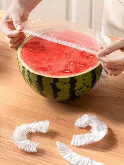 100pcs/400pcs Elastic Plastic Food Covers, Adjustable Stretchable Bowl Seals, Freshness Preserving Kitchen Wrap, Mixed Color, For Leftover Storage