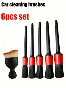 6 件套汽车美容家用清洁刷套装，适用于汽车和卡车美容清洁套件、轮毂盖内部仪表板通风口清洁剂、通风口和其他汽车护理必需品、汽车清洁刷、汽车配件、汽车内饰配件。