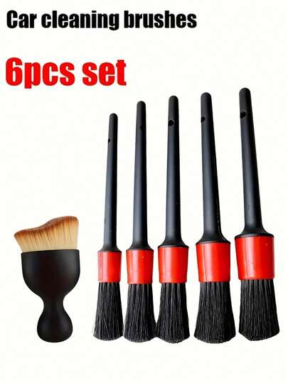 6 Piece Auto Detailing Home Cleaning Brush Set For Car And Truck Detailing Cleaning Kit, Hubcap Interior Dash Vent Cleaner, Air Vent And Other Car Care Necessities, Car Cleaning Brushes, Car Accessories, Interior Car Accessories.