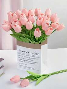 1/6/12 bông hoa tulip nhân tạo trang trí nhà cửa - Bố cục hoa giả đơn giản cho phòng khách, phòng ngủ, trang trí đám cưới và ngày lễ - Bụi hồng - Xem 4