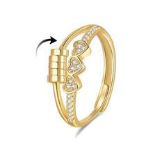 Fidget Anxiety Rings For Women Men Spinner Rings For Anxiety Relieving Stress Open CZ Flower Moon Star Anti Rotatable Rings Adjustable