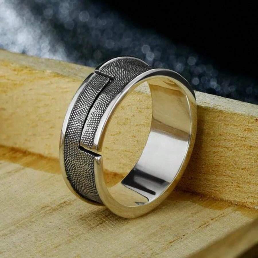 Time And Space Collection Retro Goku Black Ring, Punk Style Adjustable Open Ring, Men's Handmade Custom Designer Jewelry Accessory, Anime Couple Gift - 彩色 - 查看 1