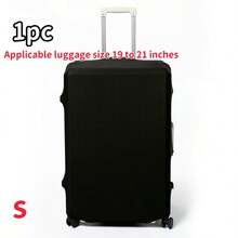 1pc Highly Elastic Solid Color Luggage Cover, Luggage Protector, Travel Scratch-Resistant Accessory - Black - View 16
