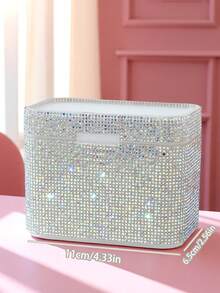1pc Sequin Decorated Manicure Jewelry Box, Rhinestone Storage Box, Creative Storage Box, Manicure Dust-Proof & Anti-Oxidation, Large Capacity For Manicure Decorations, Recommended By Professional Manicurists, Handmade Sequin Decor, Shining Under Sunlight - Multicolor - View 8