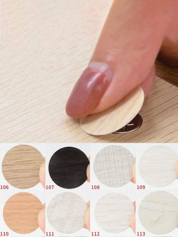 54pcs/Sheet 21mm PVC Self Adhesive Decorative Stickers, Furniture Screw Cover Stickers, Plastic Screw Hole Covers For Cabinets & Shelves ,Decorative Stickers For Fixing Screw Holes In Furniture,DIY Cabinet & Wardrobe Repair Decorations Kits,Home Organizer Accessories