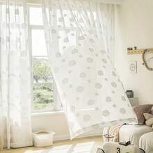 1 pièce Jolie Rideau Transparent Blanc Brodé de Nuages, Convient pour la Chambre à Coucher, le Salon, la Chambre d'Enfant, le Bureau, la Décoration de la Maison