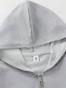 Tween Girls Medium And Large Children's Hooded Zipper Sweatshirt With Pockets, Autumn And Winter, Versatile And Simple Style