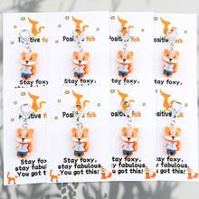 8pcs Cute Resin Fox Keychain Set With Motivational Greeting Card, Ideal For Bag Decoration, Lucky Gift For Fox Lovers, Birthday, Party, Thank You Gift - Multicolor - View 11