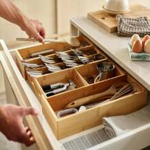 Joseph Joseph DrawerStore Expanding Silverware, Flatware, Utensil &Amp; Gadgets Organizer, Expandable In Drawer Space Saving Tray, Bamboo - 顏色A - 查看 6