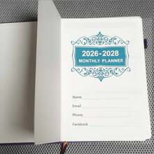 3-Year Monthly Planner Calendar 2026-2028 - January To December, Softcover With Elastic Pen Holder, 12 Month Display, English Language, Ideal For Organizing And Stylish Adults, Diary Writing|Minimalist Design|Easycare Binding - Multicolor - View 7