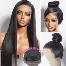 MYLOCKME 34 36 Inch Invisible Strap 360 Full Lace Frontal Straight Drawstring Wigs Human Hair 200% Density Wear And Go 6x4 9x6 5x5 Pre Plucked Pre Cut Lace Glueless Wigs For Women 13x4 13x6 Transparent Lace Front Brazilian Virgin Human Hair Wig Natural Black - Natural Black - View 8