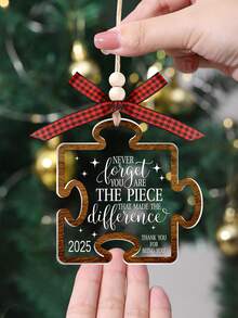 Puzzle Piece Ornament, Never Forget You Are The Piece That Made The Difference, Christmas Acrylic Ornament For Best Friend, Christmas Tree Hanging Ornament, Home Holiday Decorations, Christmas Gifts For Friends Family With Bow Lanyard Home Decor Christmas Decorations Room Decor