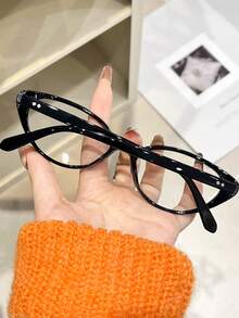 1 Pair Women's Fashionable & Versatile Cat Eye Clear Lens Glasses Frame