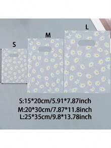 50Pcs Daisy Style Plastic Gift Bags With Handle, Shopping Bag Tote Bags Perfect For Mother's Day Wedding Birthday Holidays
