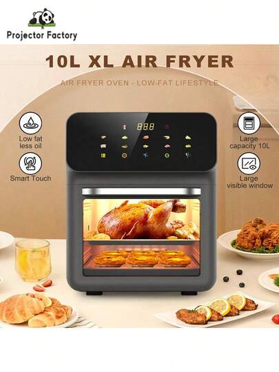 LIPETY 10-Liter Hot Air Fryer With A Digital LED Touchscreen, 2 Shelves, And A Viewing Window. Multifunctional For Baking, Grilling, And Ideal For French Fries, Chicken, Pizza, And Bread-A Versatile Cooking Appliance For Kitchens And Restaurants.