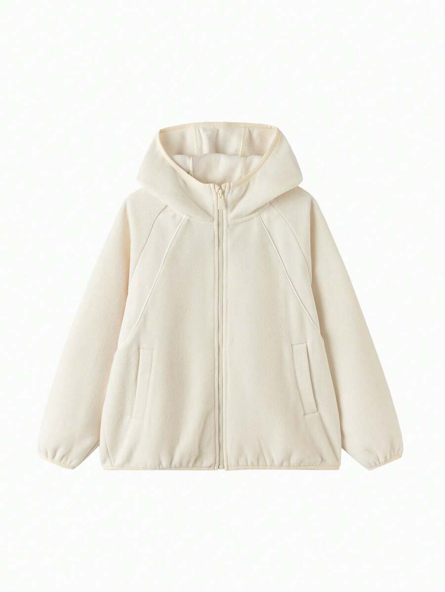 Balabala Tween Girl Jacket 2025 Fall New Polar Fleece Anti-Static Top - Milky White - View 1