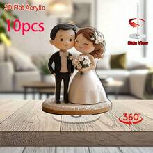 1pc Elegant 2D Rotating Acrylic Bride And Groom Desktop Decor - Ideal For Weddings, Engagements And Anniversaries, Indoor/Outdoor Use, No Power Needed, Wedding Decoration