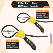 Local Warehouse Arrive In Three Rubber Strap Wrench Set, 2PCS Oil Filter Wrenches With Max Diameter 4" & 6", Adjustable Wrench For PVC Joints Shower Heads Faucets, Jar Opener Pipe Wrench For Plumbers Mechanics