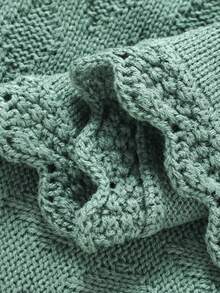 Dicke gestrickte Baby Decke, einfarbiges Diamant Jacquard Muster, weich & bequem, romantische wellige Kante, Säuglings-/Kleinkind-Wohndecke, Herbst/Winter