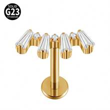 1 件钛心形氧化锆唇环内螺纹 CZ 花形唇钉耳屏耳软骨扁平穿孔鼻环饰品 - 鈦原色 - 查看 17