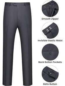 Men's 2 Piece Suits Two Button Pants Set Party,Wedding And BusinessChristmas CNPN - 深灰色 - 查看 5