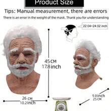 2pcs/Set Sinister Old Man Latex Mask, Bald Head Character Cosplay Prop, Fits Most - Beige - View 7