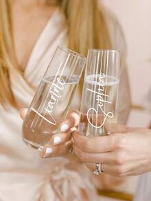 1/6/12pcs Custom Personalized Wedding Crystal Sticker, Customizable With Exclusive Text, Suitable For Wedding Glass, Bachelor Party Champagne Glass Sticker Gift - Multicolor - View 5