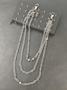 DIY Stainless Steel Dice Pants Chain Three Layers Of Silver Metal Neo Gothic Fashionable Luxury Accessories For Men And Women Halloween Carnival Gifts