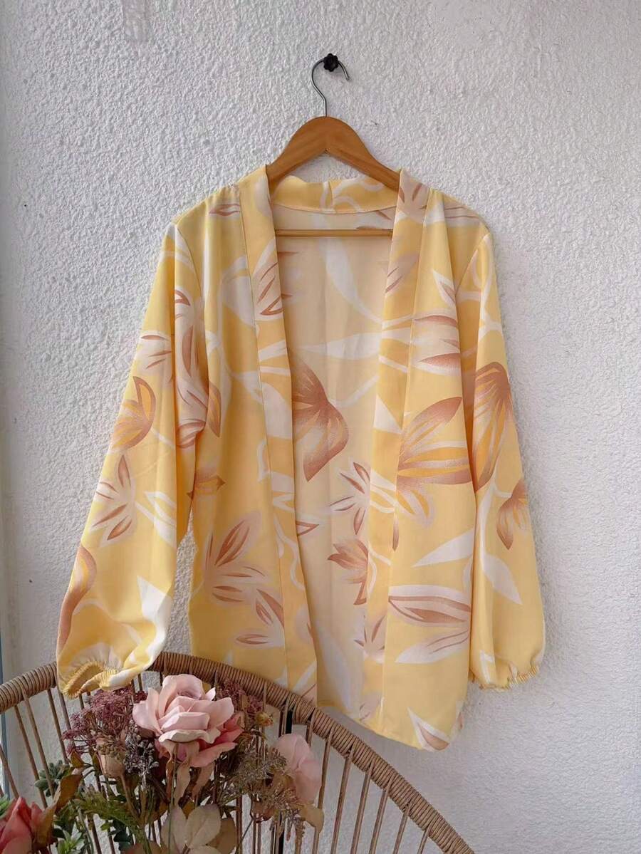 Dune Cardigan Kimono - Yellow Pattern - View 1