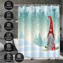 Weihnachtsmann Duschvorhang, Winterurlaubs-Weihnachtsdekoration, Urlaubsraumdekoration - elegante Badezimmerdekoration, Badvorhänge für moderne oder traditionelle Badezimmer, Badezimmerdekoration und -accessoires, verspieltes Ästhetik, leicht zu reinigende Materialien, Heimdekoration, einfaches Muster, Konstruktion, Apartment-Living mit 12 Haken