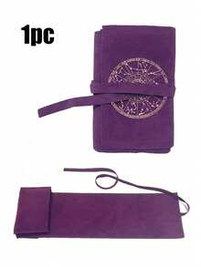 Velvet Tarot Card Bag, Decorated With Mysterious Golden Zodiac Moon Disc, Blue-Purple Color, Drawstring Closure, Soft Fabric Protective Case, Portable Card Holder, Suitable For Storing Tarot Cards And Small Items - Multicolor - View 11