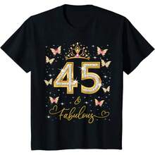 45 Y Fabulosa, Mujeres de 45 Años, Camiseta de Reina del 45º Cumpleaños - Negro - Ver 1